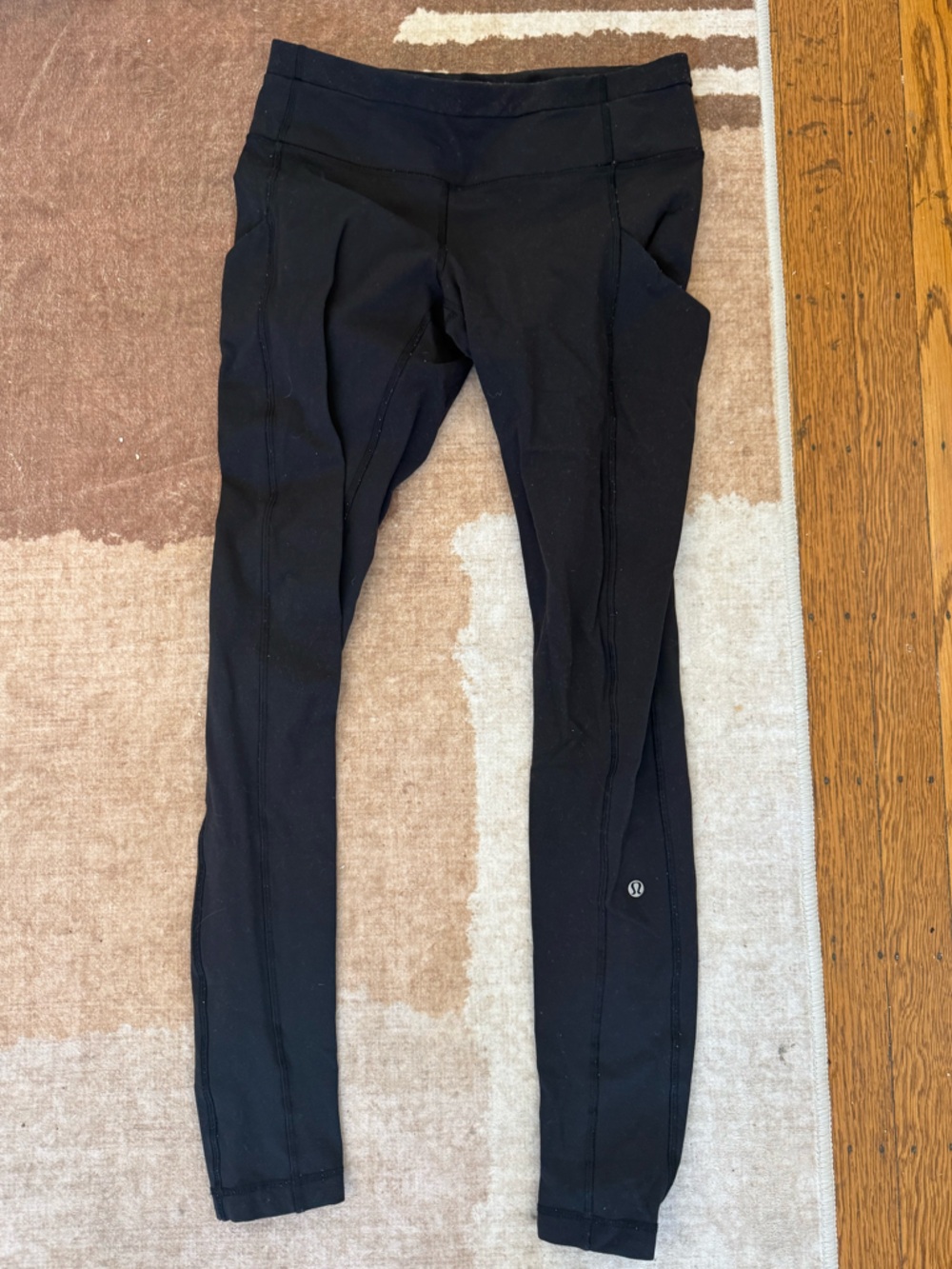 Black Active Leggings with Small Reflective Logo